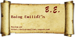 Balog Emilián névjegykártya